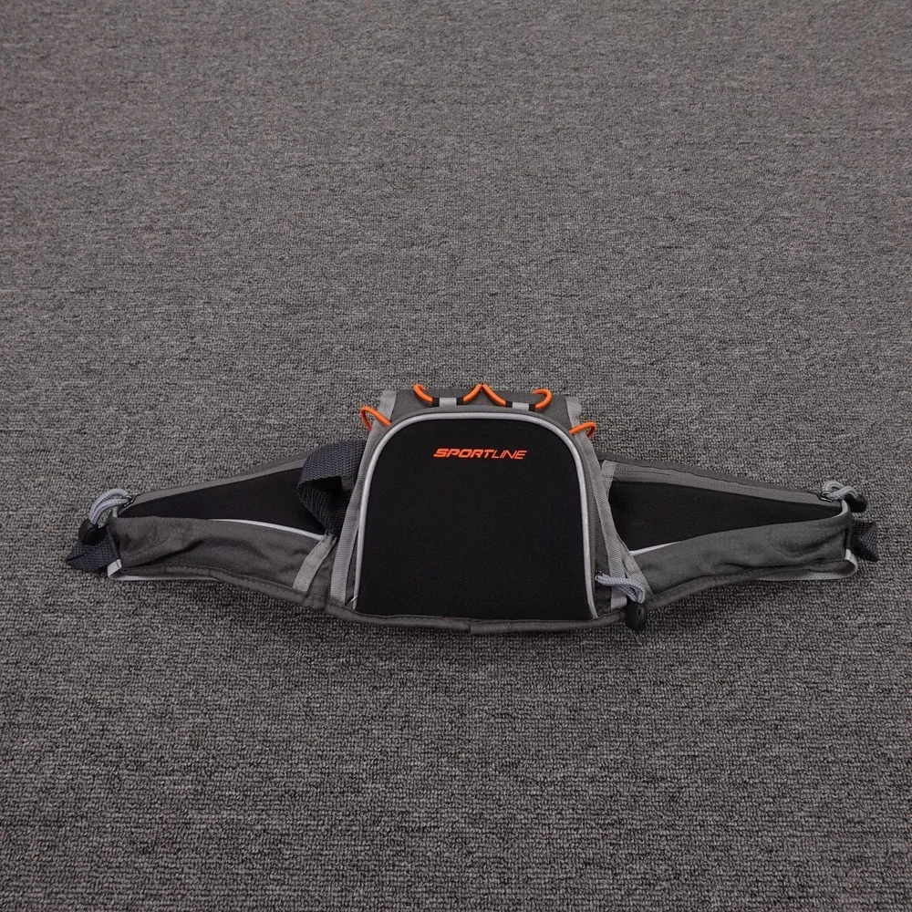 Sportline Running Belt Waist Pack One Size Gray Adjustable 3 Pockets‎ Buckle